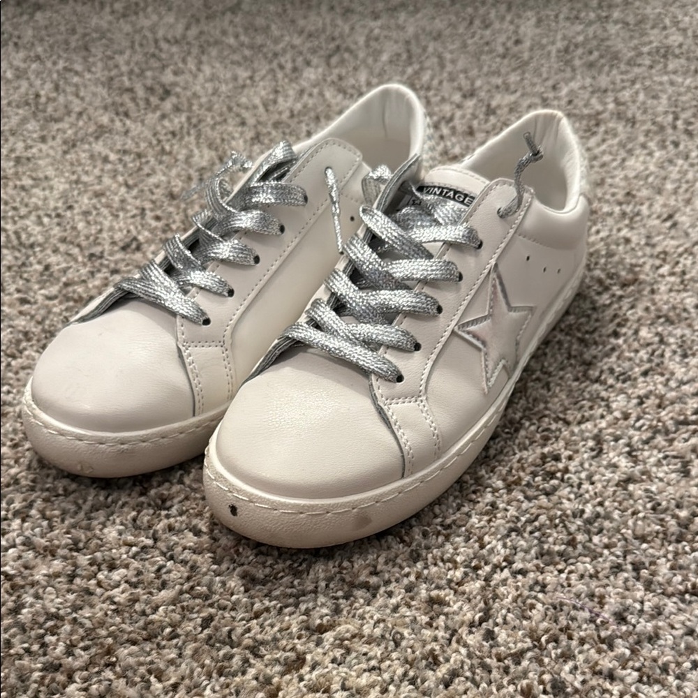 Vintage Havana White Sneakers with Silver Accents